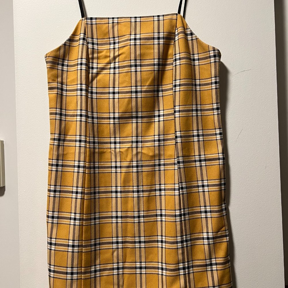Urban Outfitters Yellow Plaid Mini Dress, Size Small